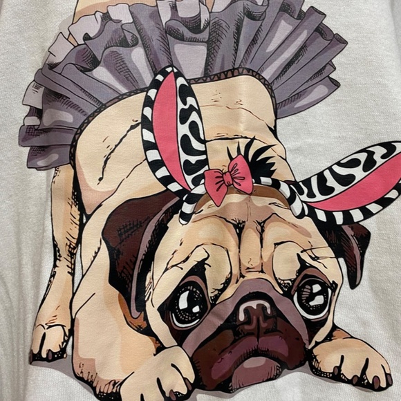 Women's Girl Adorable White Pug Dog Puppy T-Shirt - Picture 8 of 8